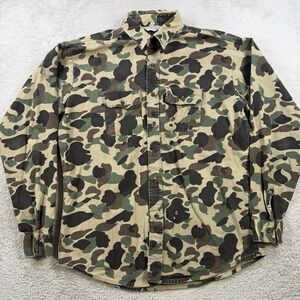 Vintage Five Brother Flannel Shirt Mens XLT Duck Camo Hunting Flap Pocket USA